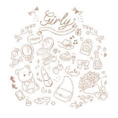 手描きガーリーなイラスト