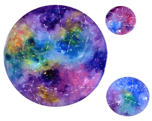 abstraction space background 3 circles watercolor
