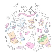 手描きガーリーなイラスト