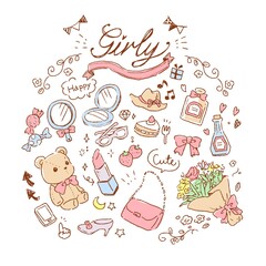 手描きガーリーなイラスト