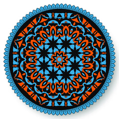 Round ornament in ethnic style. Mandala circular abstract floral pattern. Ornamental Arabesque Vector Pattern. Ethnic Flourish Illustration for Trendy Textile, Home Decor, Paper Products.