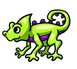 Adorable Stylized Little Green Lizard