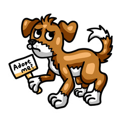 Adorable Stylized Sad Puppy Wanting to be Adopted