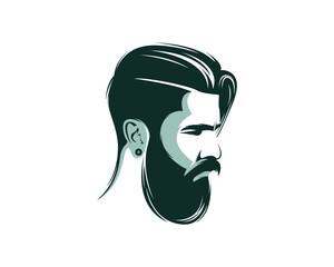 men's long hair  logo design