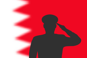 Solder silhouette on blur background with Bahrain flag.