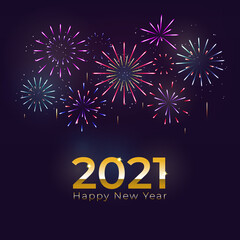 Happy new year with fireworks and celebration background. Festival celebrate poster banner
