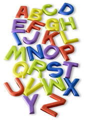 Many English alphabet colorsfull on a white background