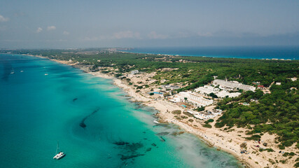 Fototapeta na wymiar View of the Mediterranean sea in Formentera, Balearic Islands, Spain