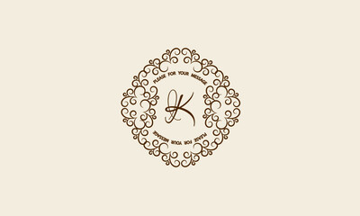 Stylish and elegant monogram with letter K. Elegant ornament, logo, invitation template, label, business.