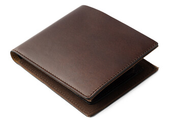 Brown shiny wallet isolated on white background