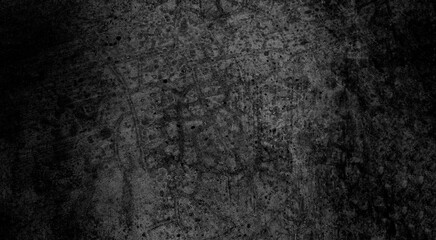 Old wall texture cement dark black gray panorama background abstract grey color design are light with white gradient background.