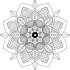 Easy Mandala coloring book simple and basic for beginners, seniors and children. Set of Mehndi flower pattern for Henna drawing and tattoo. Decoration in ethnic oriental, Indian style.