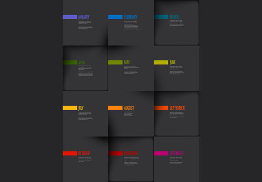 Dark Infographic Full Year Mosaic Timeline Layout