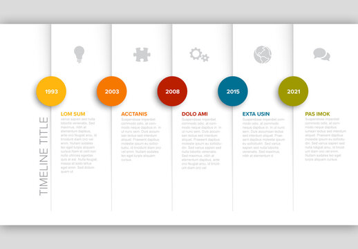 Minimalistic Timeline Layout with Circle Icons on Paper Folds