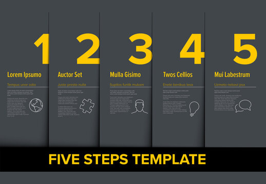 5 Simple Steps Process Dark Infographic Layout