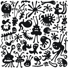 microbes,monsters - doodles set