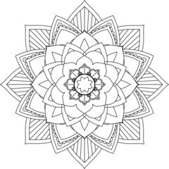 Easy Mandala coloring book simple and basic for beginners, seniors and children. Set of Mehndi flower pattern for Henna drawing and tattoo. Decoration in ethnic oriental, Indian style.