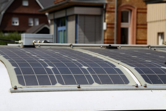 Closeup of adhesive solar panels
