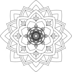 Easy Mandala coloring book simple and basic for beginners, seniors and children. Set of Mehndi flower pattern for Henna drawing and tattoo. Decoration in ethnic oriental, Indian style.