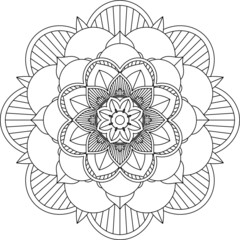 Easy Mandala coloring book simple and basic for beginners, seniors and children. Set of Mehndi flower pattern for Henna drawing and tattoo. Decoration in ethnic oriental, Indian style.
