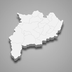 3d map of Chiang Rai is a province of Thailand