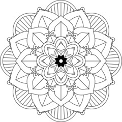 Easy Mandala coloring book simple and basic for beginners, seniors and children. Set of Mehndi flower pattern for Henna drawing and tattoo. Decoration in ethnic oriental, Indian style.