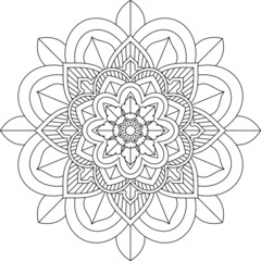 Easy Mandala coloring book simple and basic for beginners, seniors and children. Set of Mehndi flower pattern for Henna drawing and tattoo. Decoration in ethnic oriental, Indian style.
