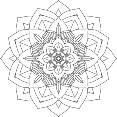 Easy Mandala coloring book simple and basic for beginners, seniors and children. Set of Mehndi flower pattern for Henna drawing and tattoo. Decoration in ethnic oriental, Indian style.