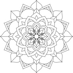 Easy Mandala coloring book simple and basic for beginners, seniors and children. Set of Mehndi flower pattern for Henna drawing and tattoo. Decoration in ethnic oriental, Indian style.