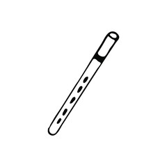 Hand-drawn fife. Illustration on white background. Vector.