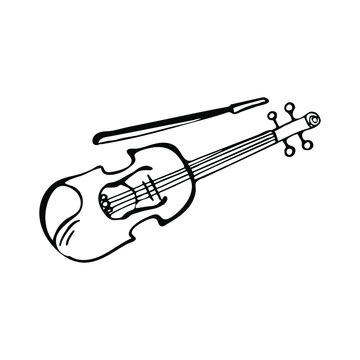 Hand-drawn violin. Illustration on white background. Vector.