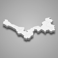 3d map of Nong Khai is a province of Thailand