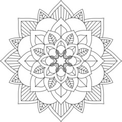 Easy Mandala coloring book simple and basic for beginners, seniors and children. Set of Mehndi flower pattern for Henna drawing and tattoo. Decoration in ethnic oriental, Indian style.