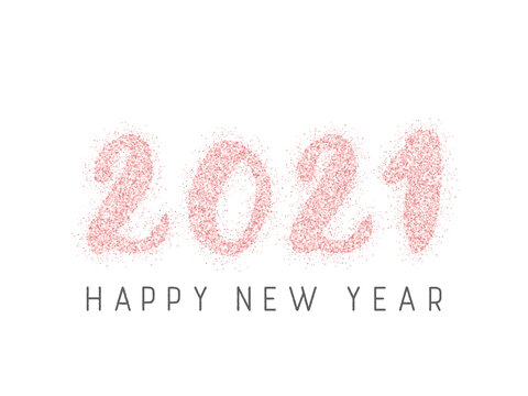 New Year wishes, 2021 of pink gold confetti scatter. Luxurious banner.