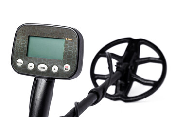 Black metal detector isolated on white background