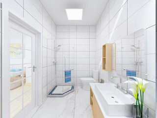 The clean and tidy bedroom has a bed and cupboard