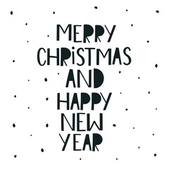 Merry Christmas and Happy New Year hand drawing letterings, decor elements. holiday theme. Colorful vector illustration, flat style. design for greeting cards, print, poster