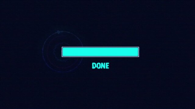 Digital Loading bar with noise and futuristic effect.
Count down 5 second bar with analysis blue tone science theme.