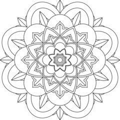 Easy Mandala coloring book simple and basic for beginners, seniors and children. Set of Mehndi flower pattern for Henna drawing and tattoo. Decoration in ethnic oriental, Indian style.