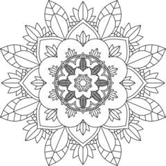 Easy Mandala coloring book simple and basic for beginners, seniors and children. Set of Mehndi flower pattern for Henna drawing and tattoo. Decoration in ethnic oriental, Indian style.