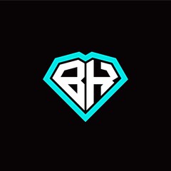 Obraz premium B K initial letter with unique diamond style logo template vector