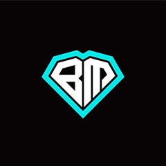 B M initial letter with unique diamond style logo template vector