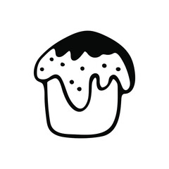 Hand drawn cupcake doodle. Sweets and pastries on a white background. Vector illustration.