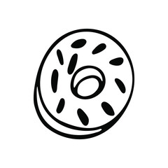 Hand drawn doodle donut. Sweets and pastries on a white background. Vector illustration.