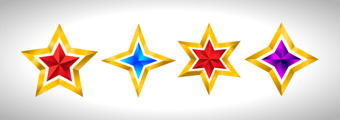Fototapeta premium Set of simple gold colorful stars, EPS 10 New year Christmas