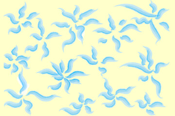 Fototapeta na wymiar Blue watercolor flowers on beige background 