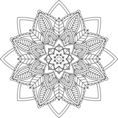 Easy Mandala coloring book simple and basic for beginners, seniors and children. Set of Mehndi flower pattern for Henna drawing and tattoo. Decoration in ethnic oriental, Indian style.