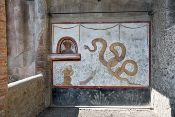 Ruins of Ancient Roman city of Pompeii Italy, was destroyed and buried with ash after Vesuvius...