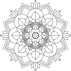 Easy Mandala coloring book simple and basic for beginners, seniors and children. Set of Mehndi flower pattern for Henna drawing and tattoo. Decoration in ethnic oriental, Indian style.