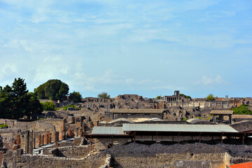 Ruins of Ancient Roman city of Pompeii Italy, was destroyed and buried with ash after Vesuvius...